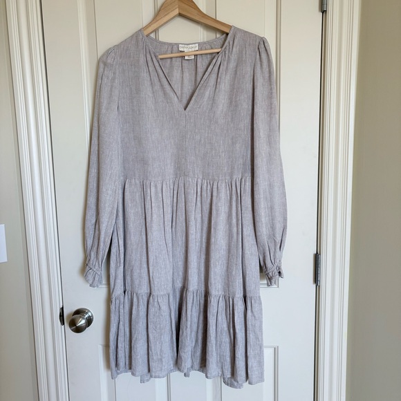 Cynthia Rowley Dresses & Skirts - Cynthia Rowley Beige Linen Tiered Midi Dress Size S